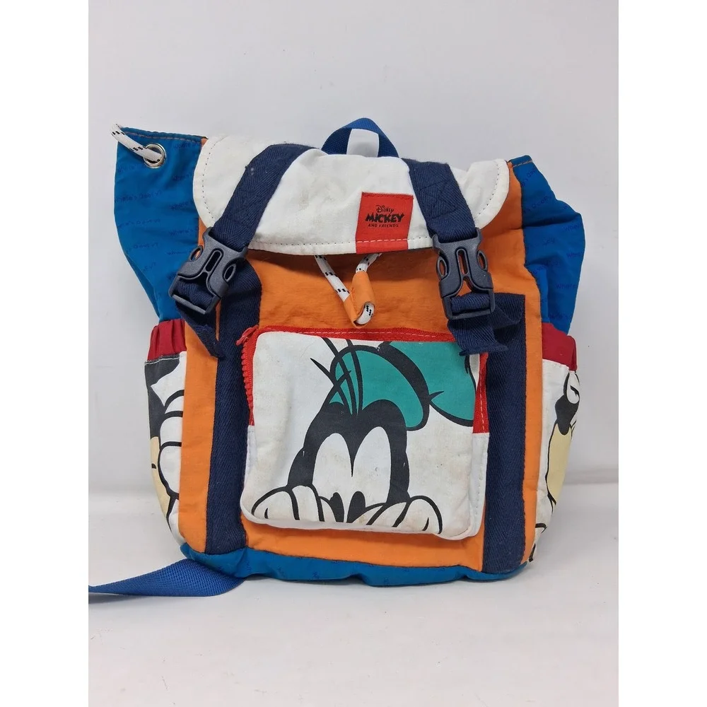 Disney Mickey Mouse and Friends Colorblock Backpack Rucksack Blue Orange Goofy
